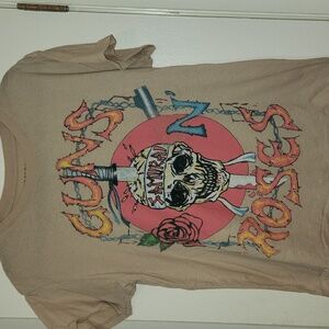 Retro Look Guns & Roses Samurai Skull Single Stitch T-Shirt Size Large